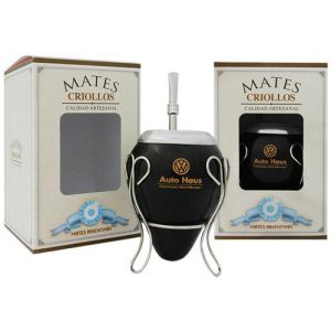 Mate De Calabaza Con Virola Bombilla Acero Inox Grabado C/Caja