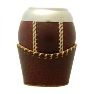 Mate Poro Uruguayo Forrado en Cuero y Base de Cuero