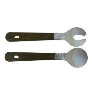 Juego De Cuchara y Tenedor Artesanal En Madera y Alpaca