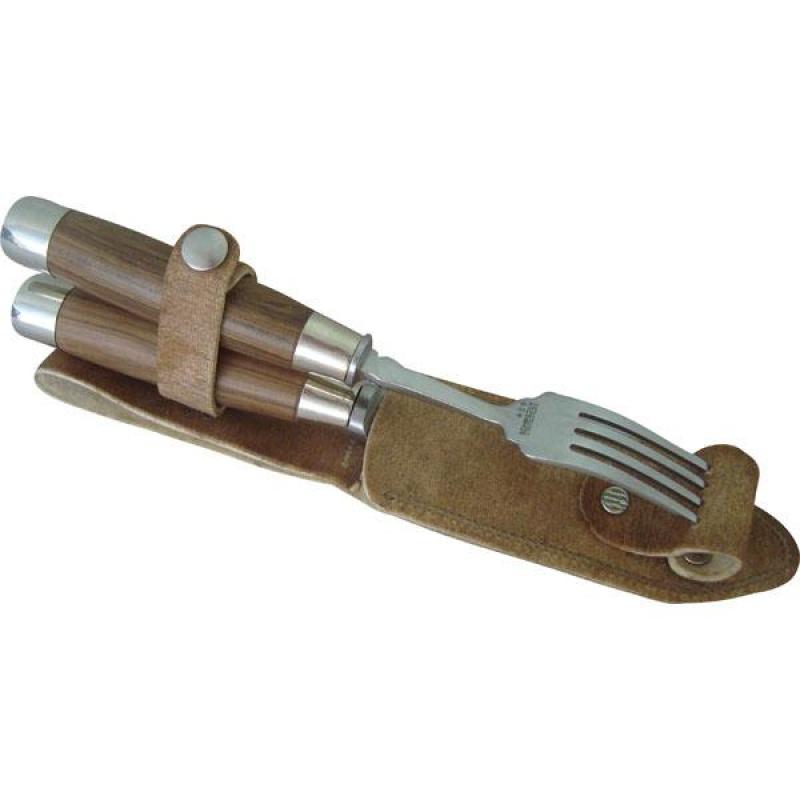Juego de Tenedor y Cuchillo SCHMEIDEN en vaina de cuero crudo - Imagen 2