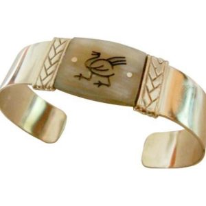 Pulsera Ancha De Alpaca Calada En Asta