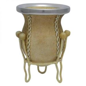 Mate Vuelo de Cuero Crudo y posa mate tejido