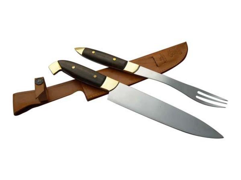 Juego Asador Criollo Doble En Madera Acero Inox. 20 Cm