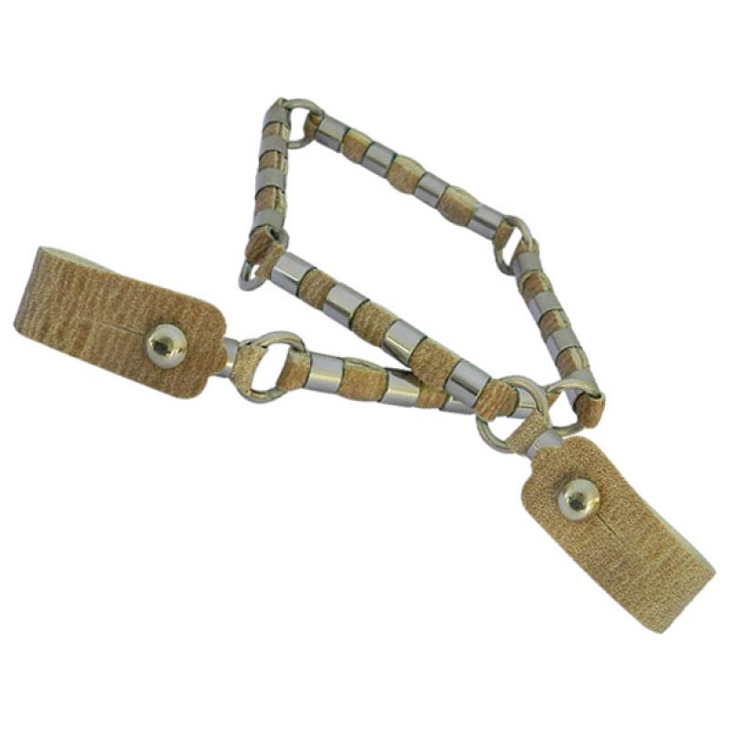 Cuenta Ganado De Cuero Crudo Entacado Con 20 Bombas, 6 Argollas De Alpaca