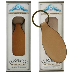 Llavero Ovalado De Cuero Suela Liso, Grabado C/Caja