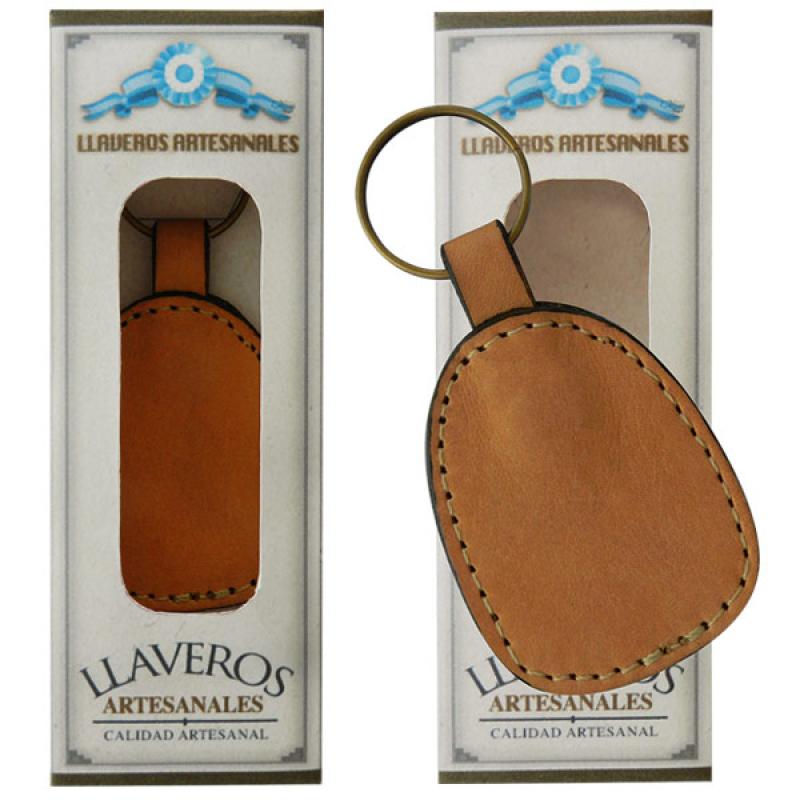 Llavero De Cuero Suela Con Tejido De Borde, Grabado C/Caja