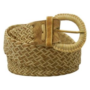 Cinto De Cuero Crudo Tramado Para Dama