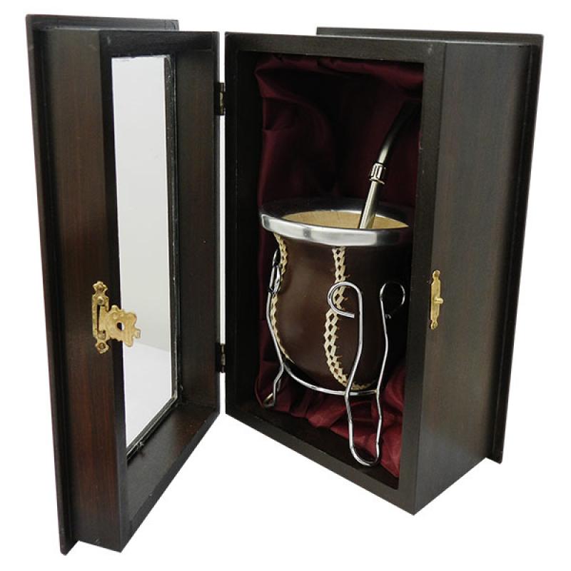 Mate De Vuelo De Calabaza Recubierto en Cuero (MAT013) Bombilla Acero Inox (BOM680) con Caja Fina - Imagen 2