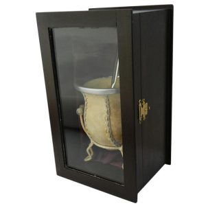 Mate De Vuelo De Calabaza Recubierto en Cuero Crudo (MAT018) Bombilla Acero Inox Chata (BOM230) Con Caja Fina