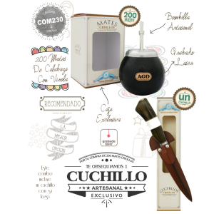Combo (200 Mates Grabados C/Bombilla/Caja) + Un Cuchillo De Regalo