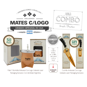 Combo (50 Mates Grabados C/Bombilla/Caja) + Un Cuchillo De Regalo