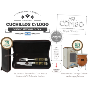 Combo (15 Set De Asado Grabado) + Un Mate Grabado De Regalo