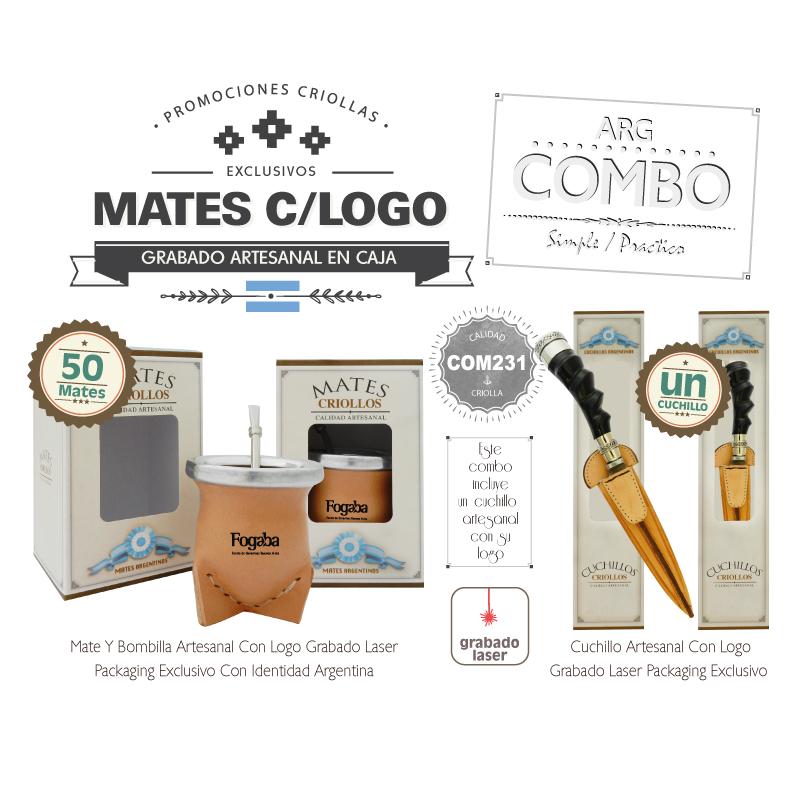 Combo (50 Mates Grabados C/Bombilla/Caja) + Un Cuchillo De Regalo - Imagen 2