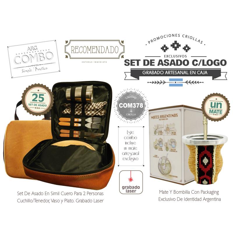 Combo (25 Set de Asado Grabado) + Un Mate C/Bombilla De Regalo