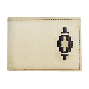 Billetera De Cuero Crudo Bordada