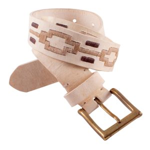 Cinto Cuero Crudo Bordado Completo