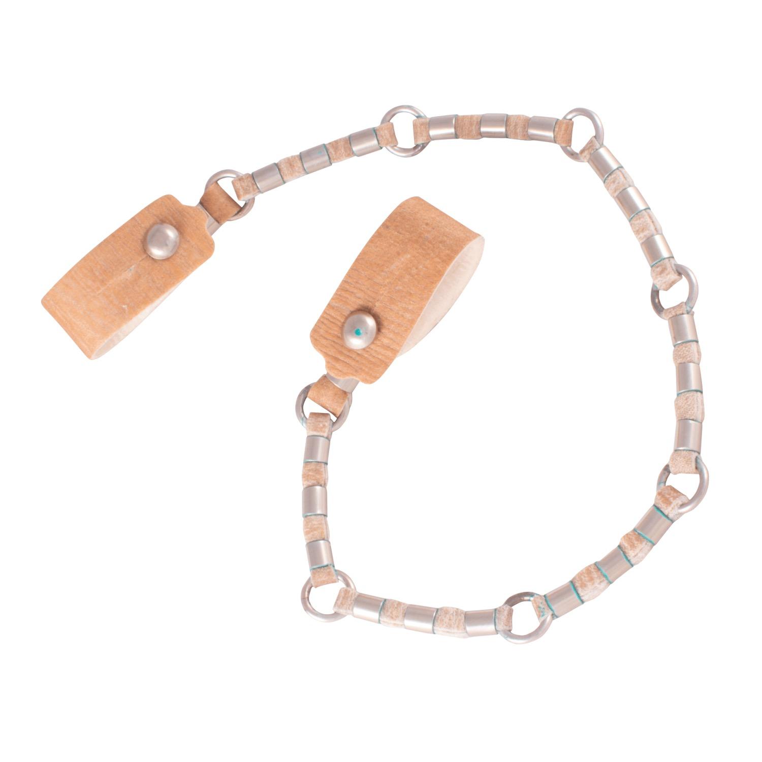 Cuenta Ganado De Cuero Crudo Entacado Con 20 Bombas, 6 Argollas De Alpaca - Imagen 2