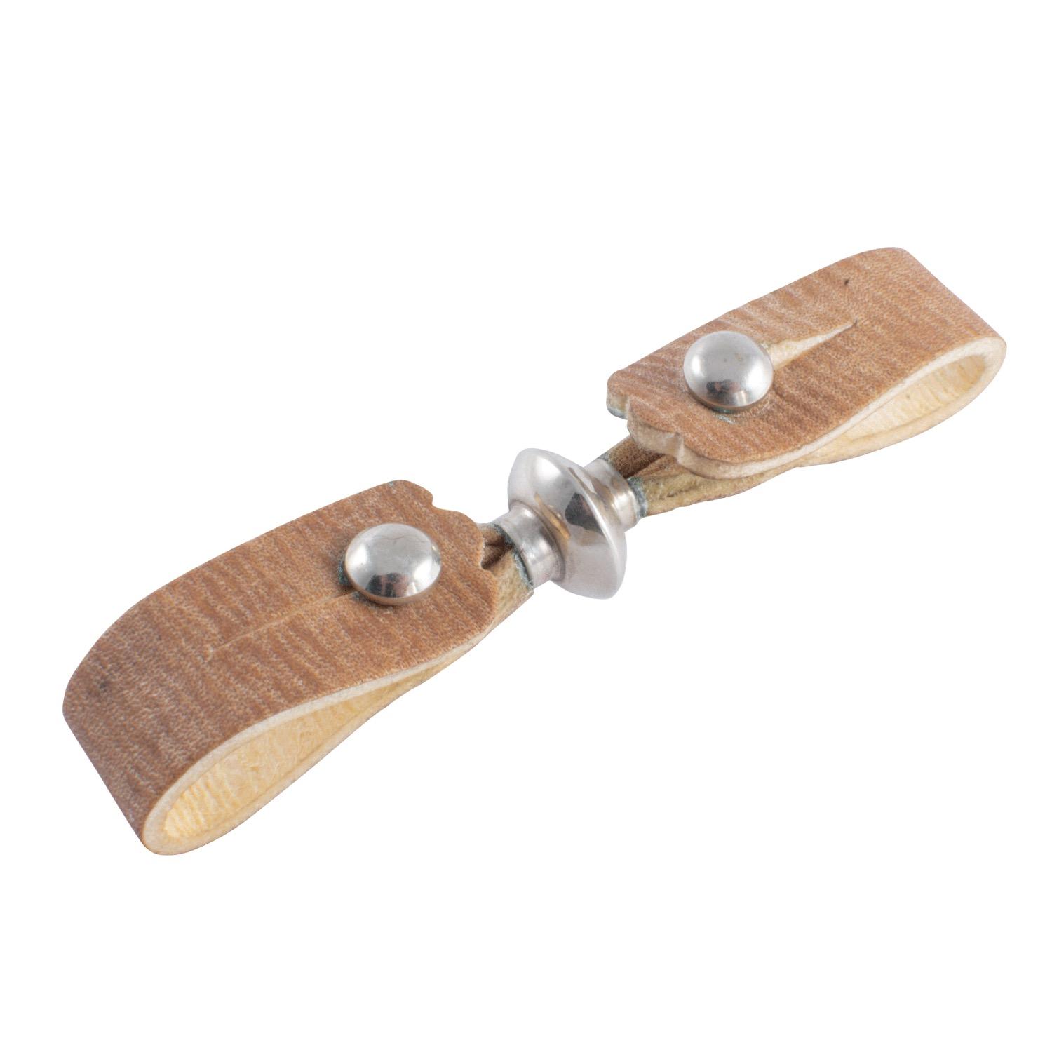 Manea De Cuero Crudo Fina Con Detalles y Botones En Alpaca - Imagen 2