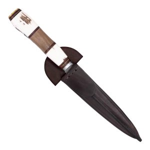 Cuchillo Ciervo y Madera 14Cm Acero Inox Vaina Vaqueta Cocida