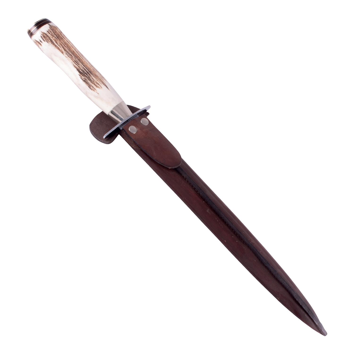 Daga Ciervo 25 Cm Acero Inox Vaina Vaqueta - Imagen 2