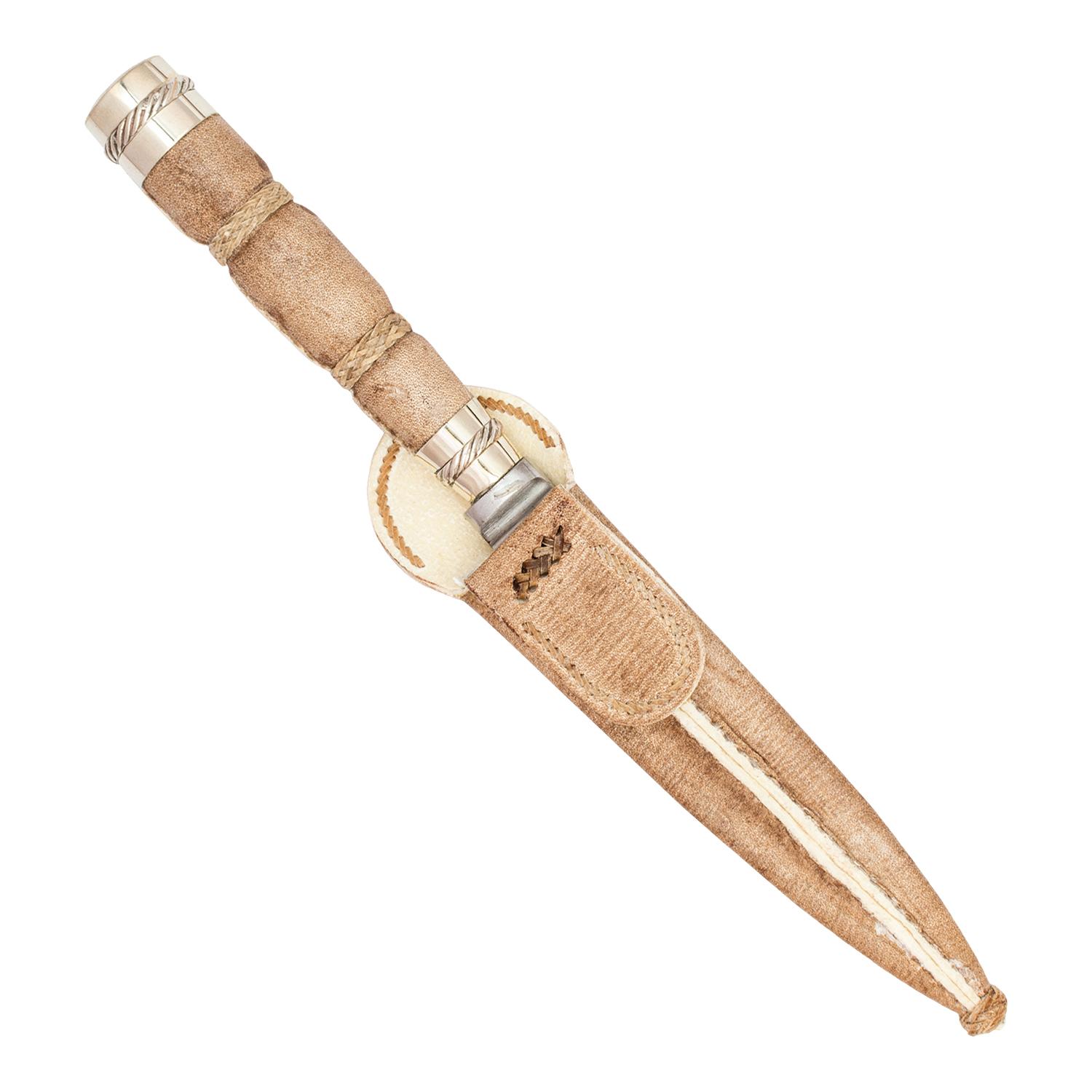 Cuchillo Cuero Crudo y Alpaca 14Cm Acero Inox Vaina Cuero Crudo Fino - Imagen 2