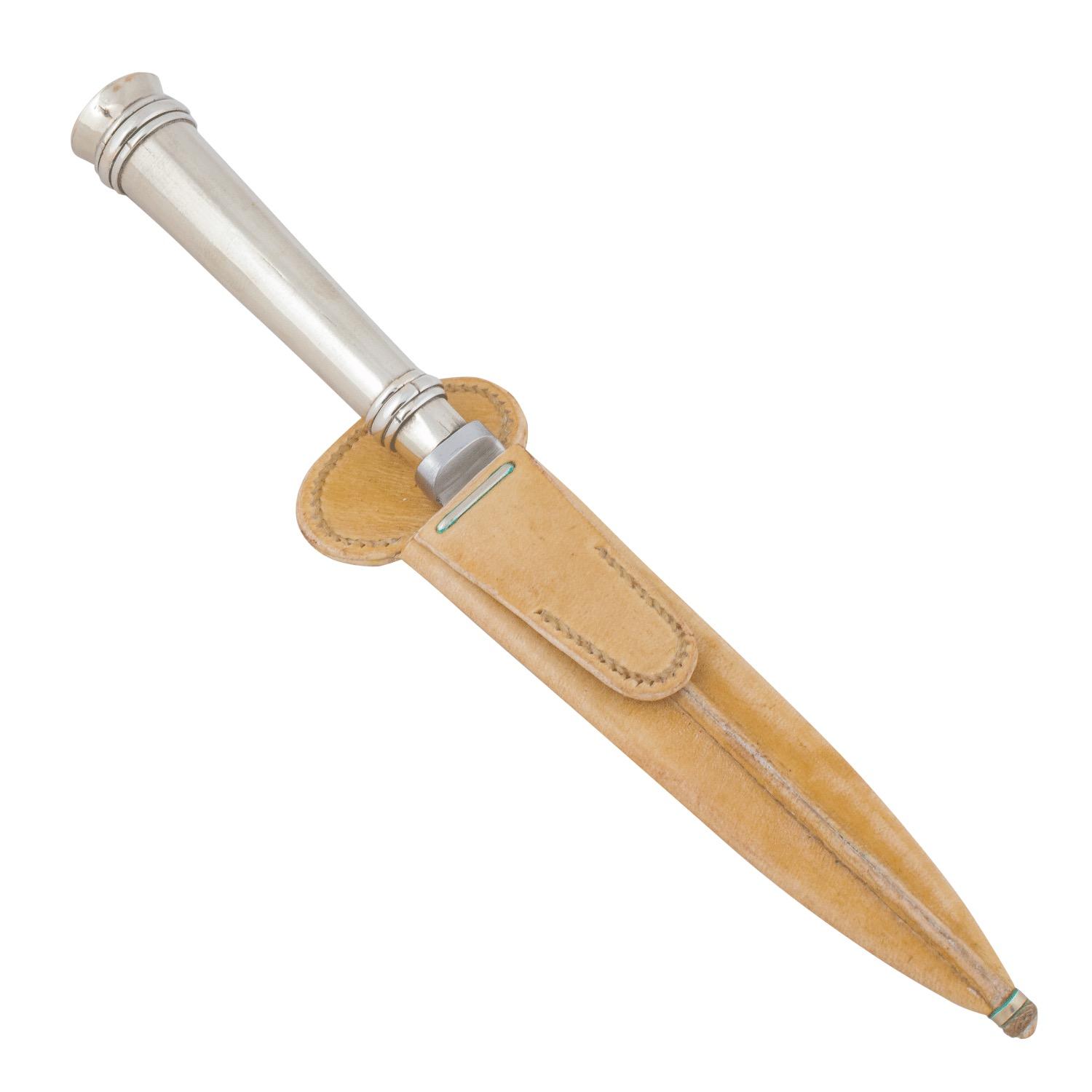 Cuchillo De Alpaca 14Cm Acero Inox Vaina Cuero Crudo Fino - Imagen 2