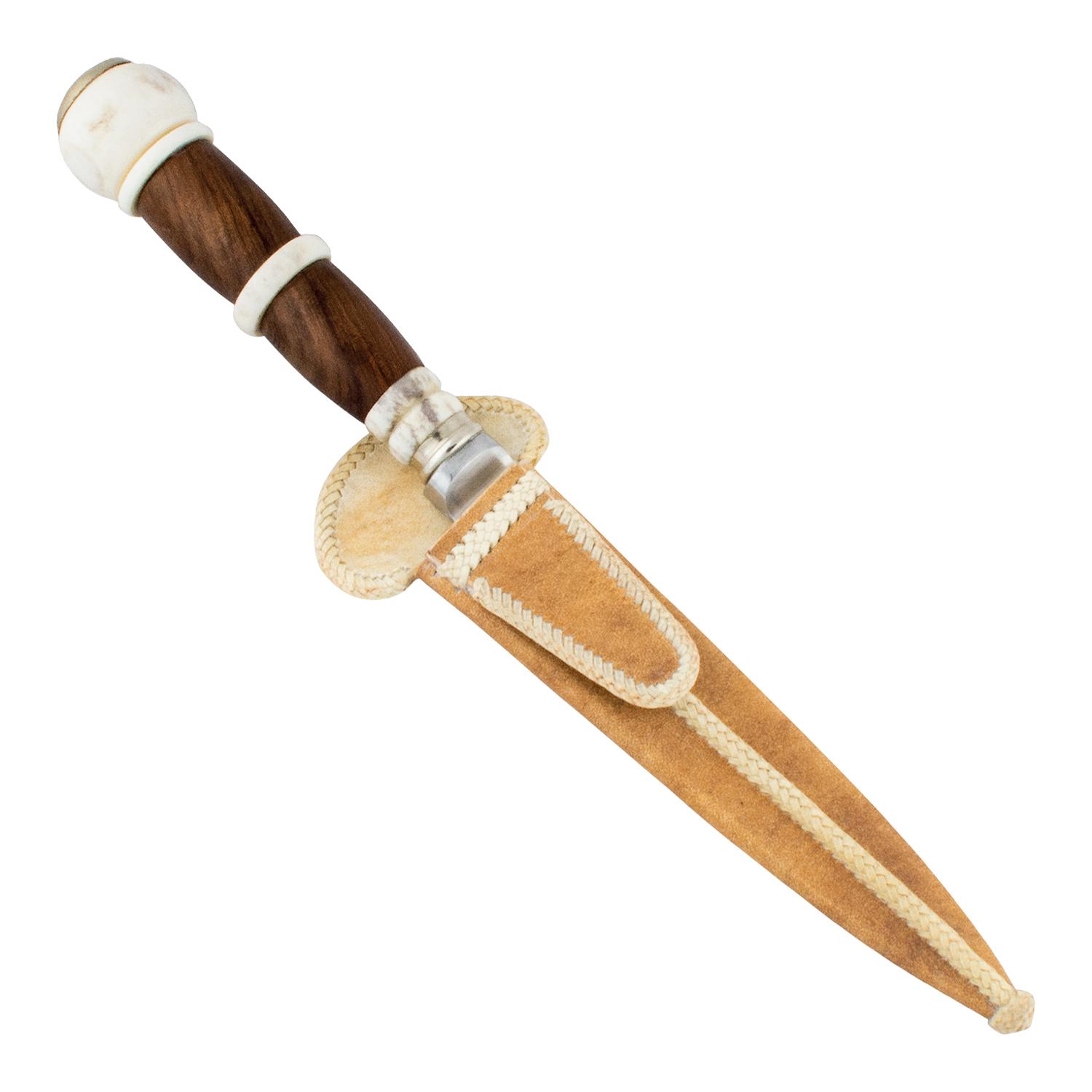 Cuchillo Madera y Ciervo Pulido 14Cm Acero Inox Vaina Cuero Crudo - Imagen 2