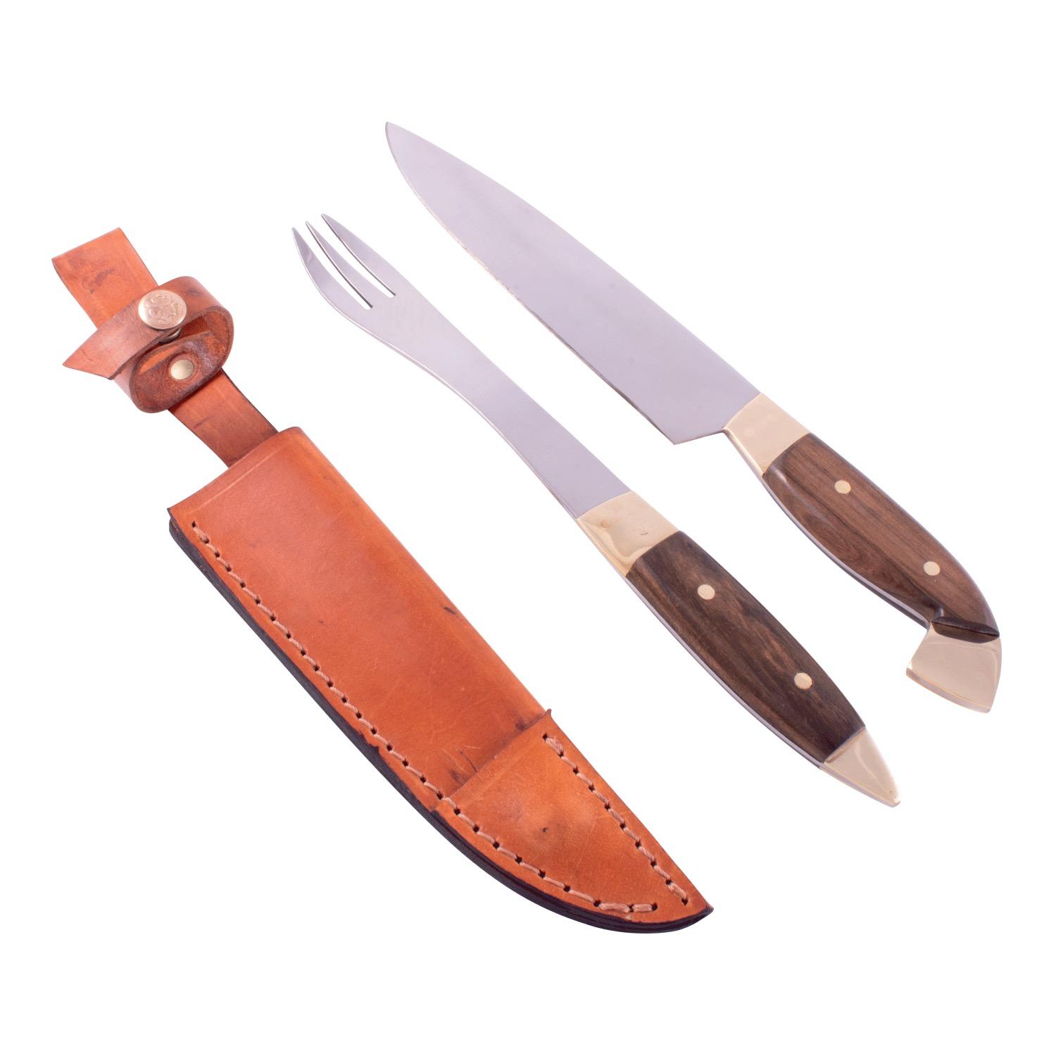 Juego Asador Criollo Doble En Madera Acero Inox. 20 Cm - Imagen 3