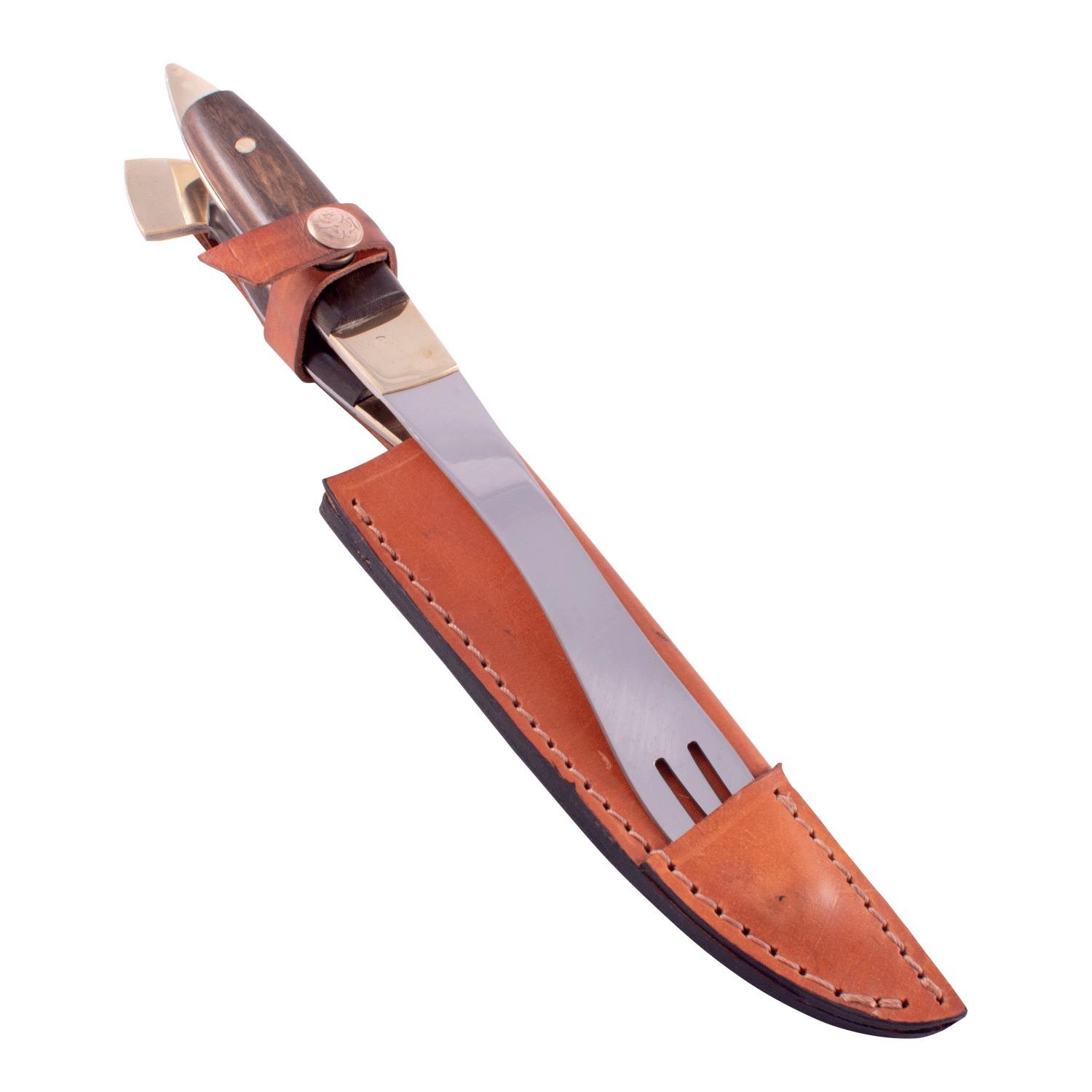 Juego Asador Criollo Doble En Madera Acero Inox. 20 Cm - Imagen 4