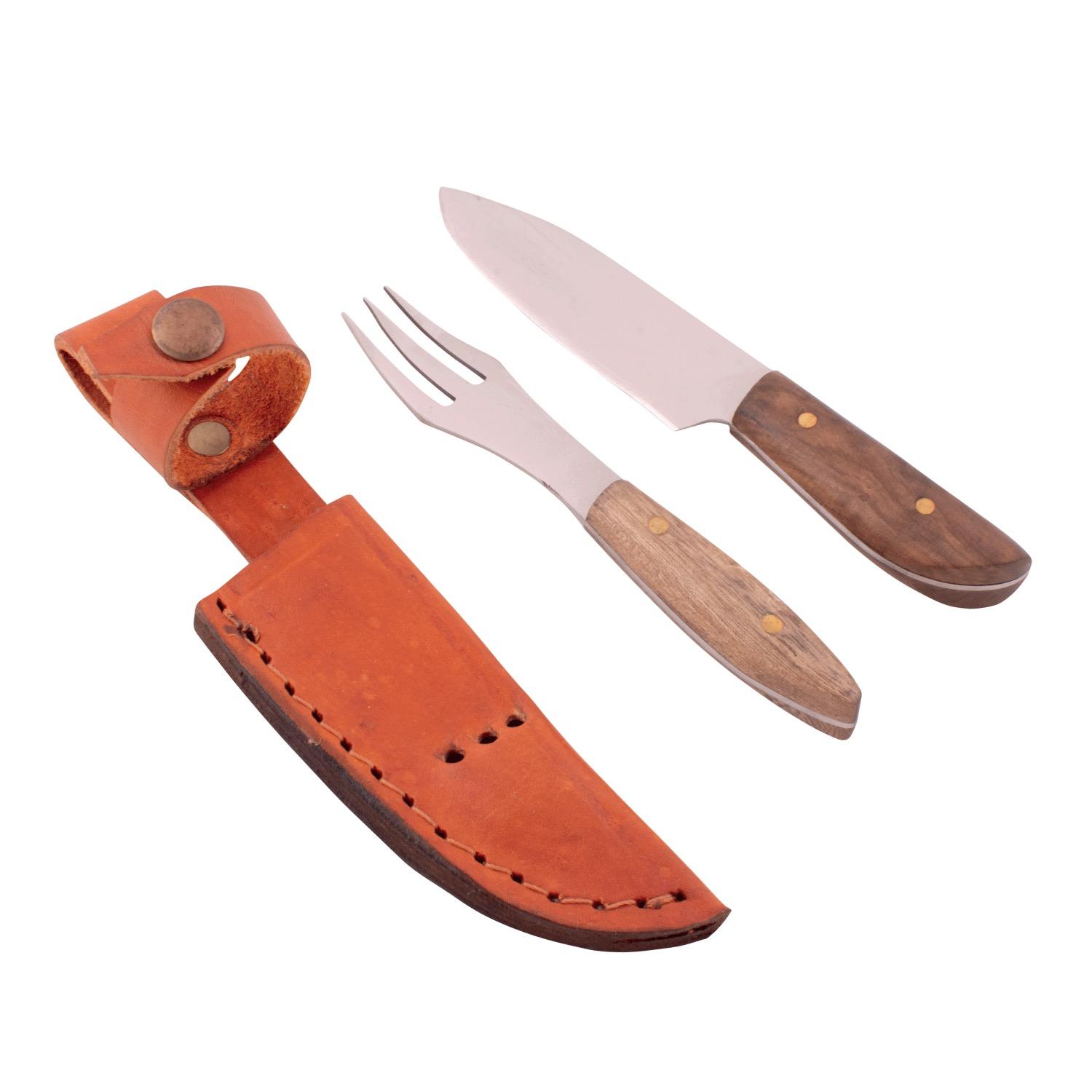 Juego Trinchar Doble Madera 7Cm Acero Inox Vaina Vaqueta - Imagen 3