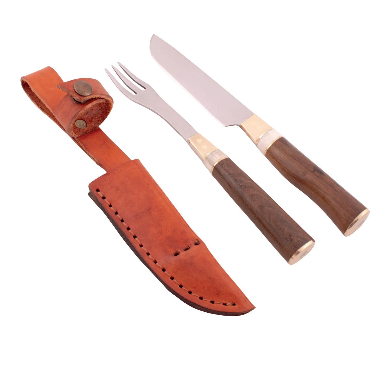 Juego Trinchar Doble Madera Combinado 11Cm Acero Inox Vaina Vaqueta - Imagen 3