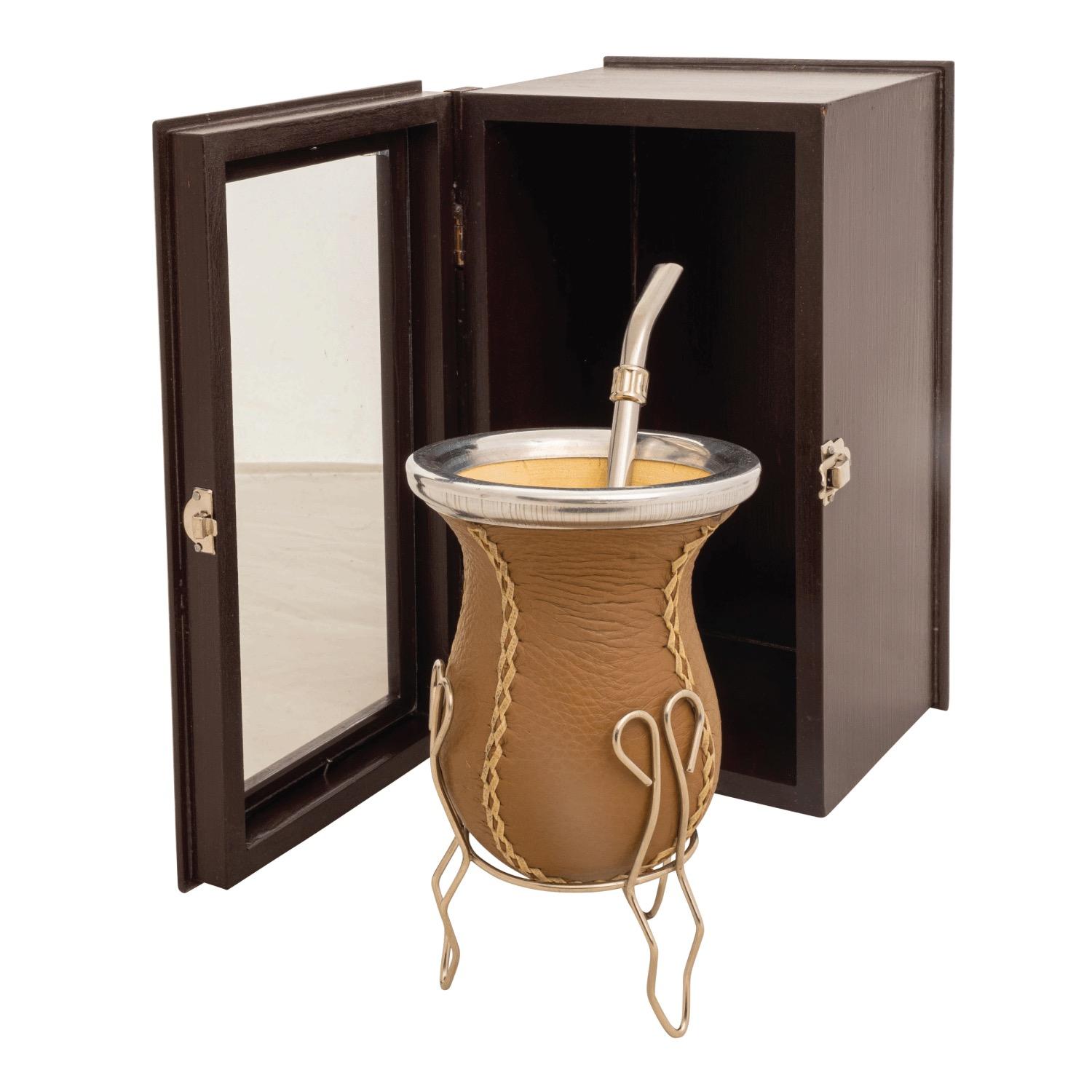 Mate De Vuelo De Calabaza Recubierto en Cuero (MAT013) Bombilla Acero Inox (BOM680) con Caja Fina - Imagen 3