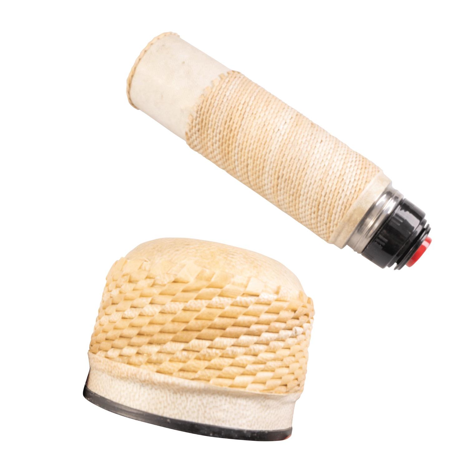 Termo De Acero Inoxidable Forrado En Cuero Crudo Trenzado - Imagen 2