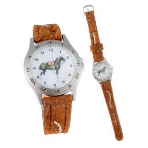 Reloj Con Malla De Cuero Crudo Dama