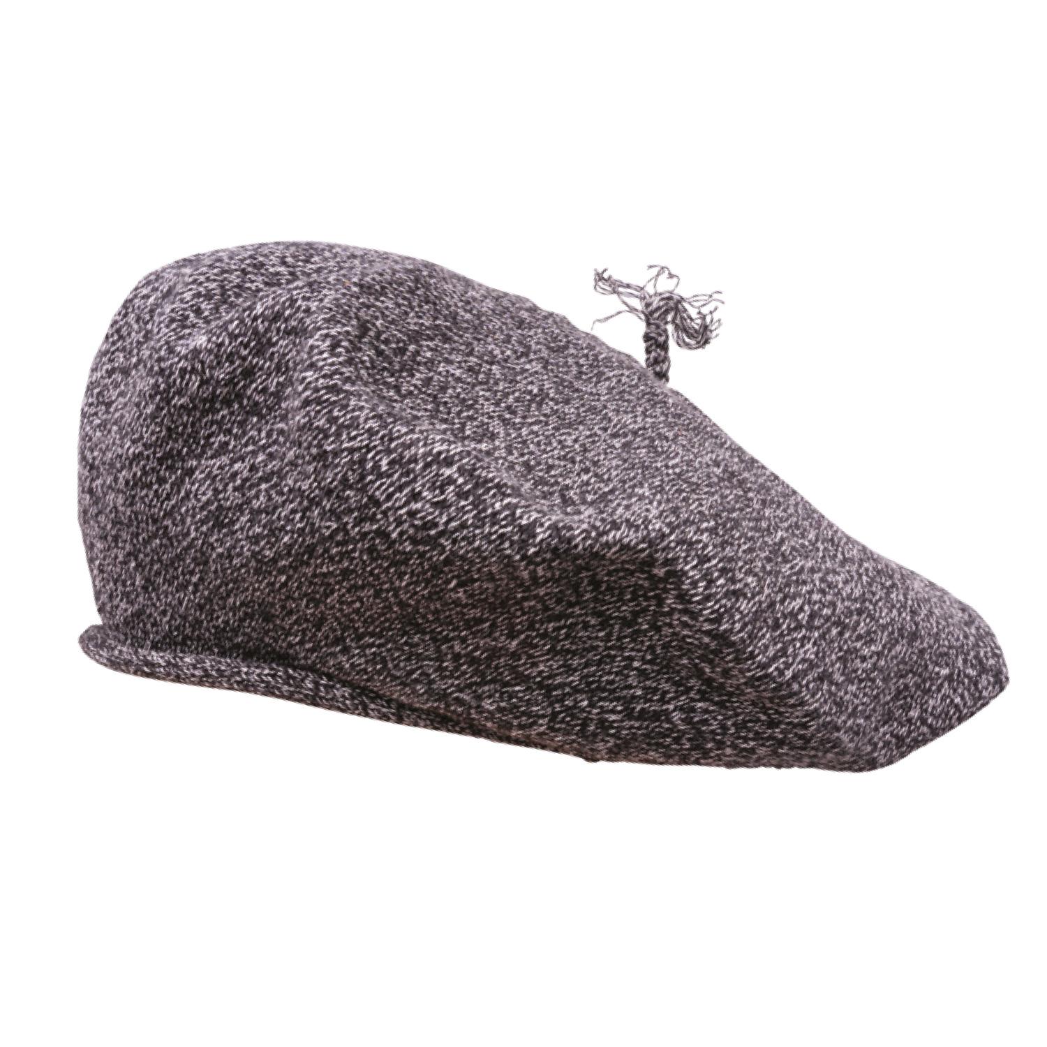 Boinas Vasca Pamplona En Hilo Jaspeado Negra y Blanco Reforzada - Imagen 2