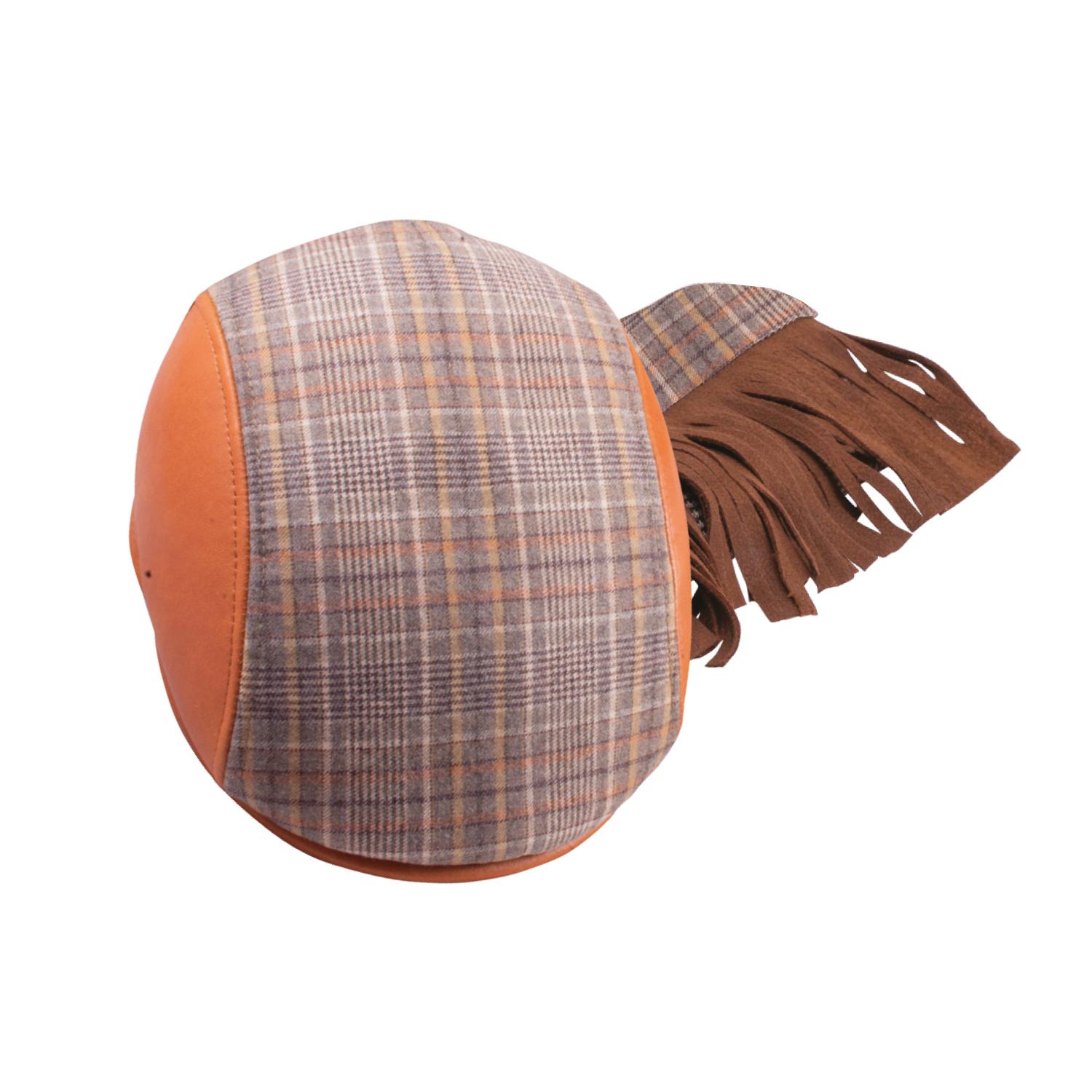 Boina Pamplona Tipo Inglesa y Bufanda De Lana Escocesa y Cuero - Imagen 2