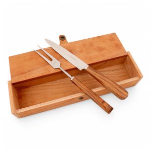 Juego De Cubiertos Individual En Madera Linea Fina Individual En Caja De Madera Cedro Lustrado, Estilo POSTA PORTENA