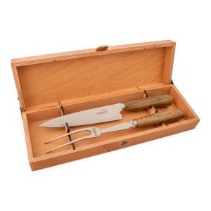 Juego De Cubiertos Individual Cuchillo Y Tenedor De 18 Cm Madera Completa En Caja Madera Fina Cedro Lustrado, Estilo SERRANO SIMPLE
