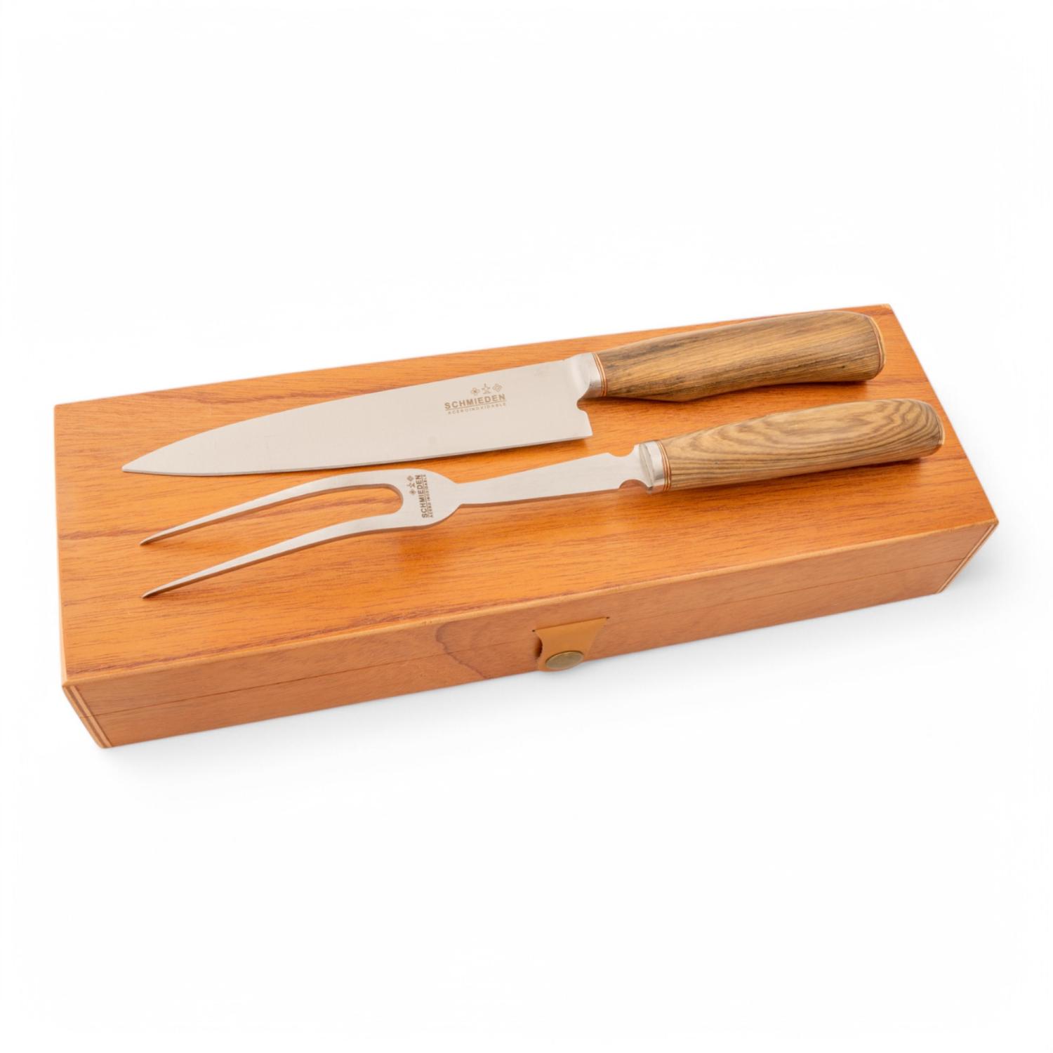 Juego De Cubiertos Individual Cuchillo Y Tenedor De 18 Cm Madera Completa En Caja Madera Fina Cedro Lustrado, Estilo SERRANO SIMPLE - Imagen 3