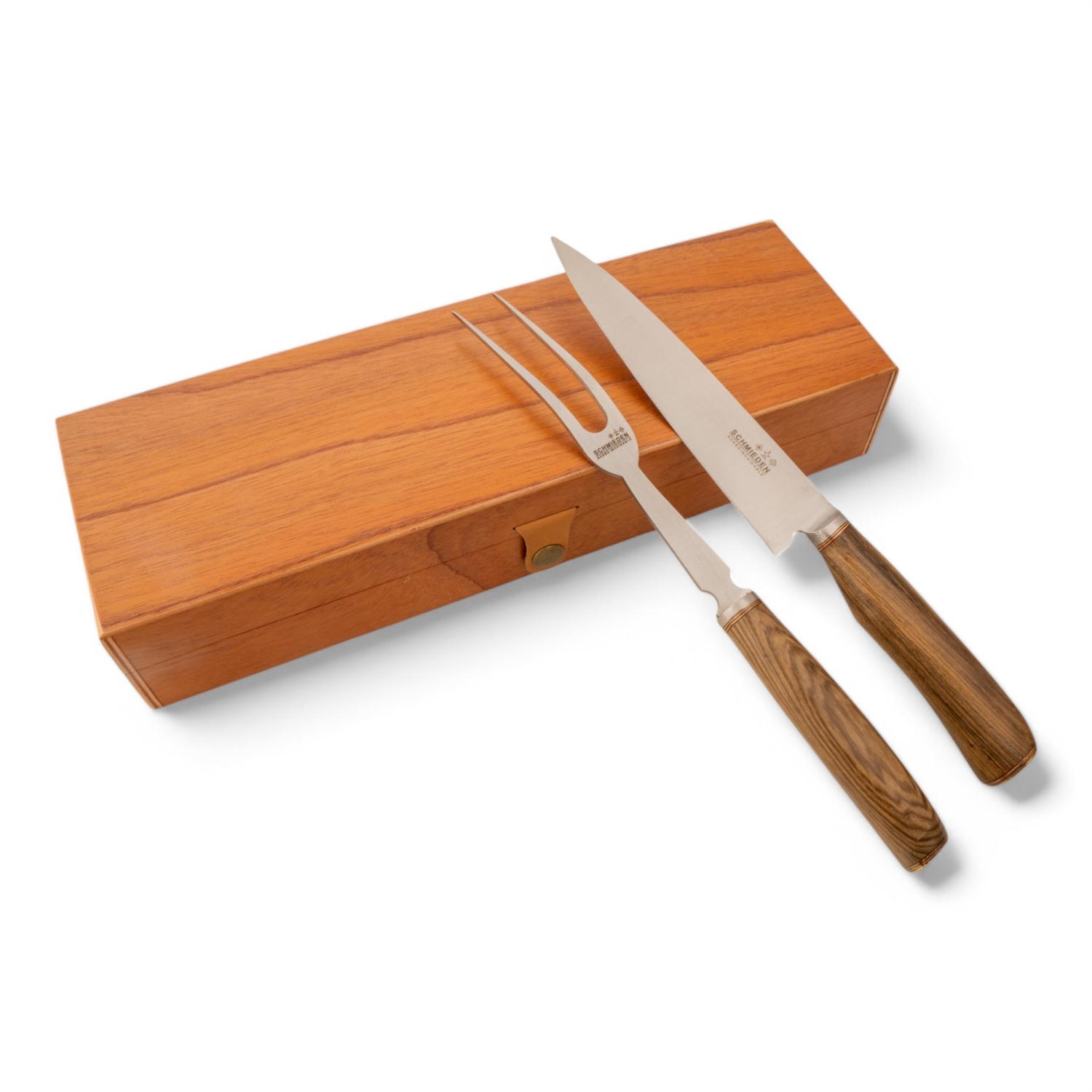 Juego De Cubiertos Individual Cuchillo Y Tenedor De 18 Cm Madera Completa En Caja Madera Fina Cedro Lustrado, Estilo SERRANO SIMPLE - Imagen 2