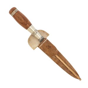 Cuchillo Madera Y Alpaca Virola Larga Pampeana, Vaina De Cuero Crudo