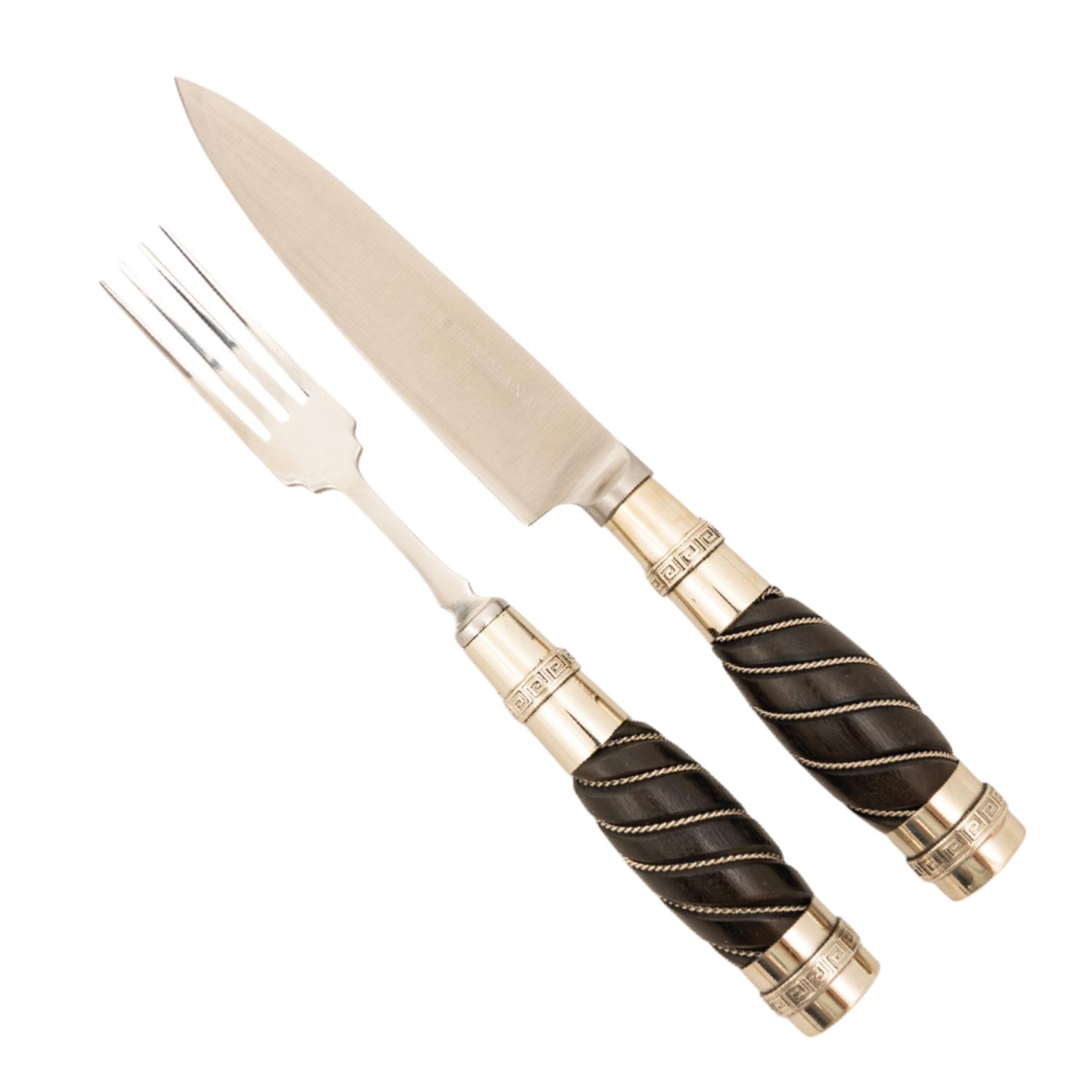 Juego De Cubiertos Linea Fina Madera, Alpaca Y Alambre Fino 12 Piezas En Caja De Madera 2 Pisos Cedro Lustrado, Pampeana - Imagen 2