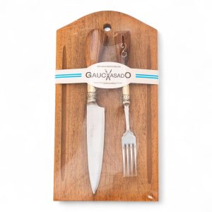 Kit De Tabla y Juego De Cuchillos Madera Y Alpaca Gauchasado