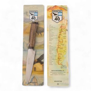 Cuchillo inoxidable sin vaina Cabo Madera Artesanal en Blister