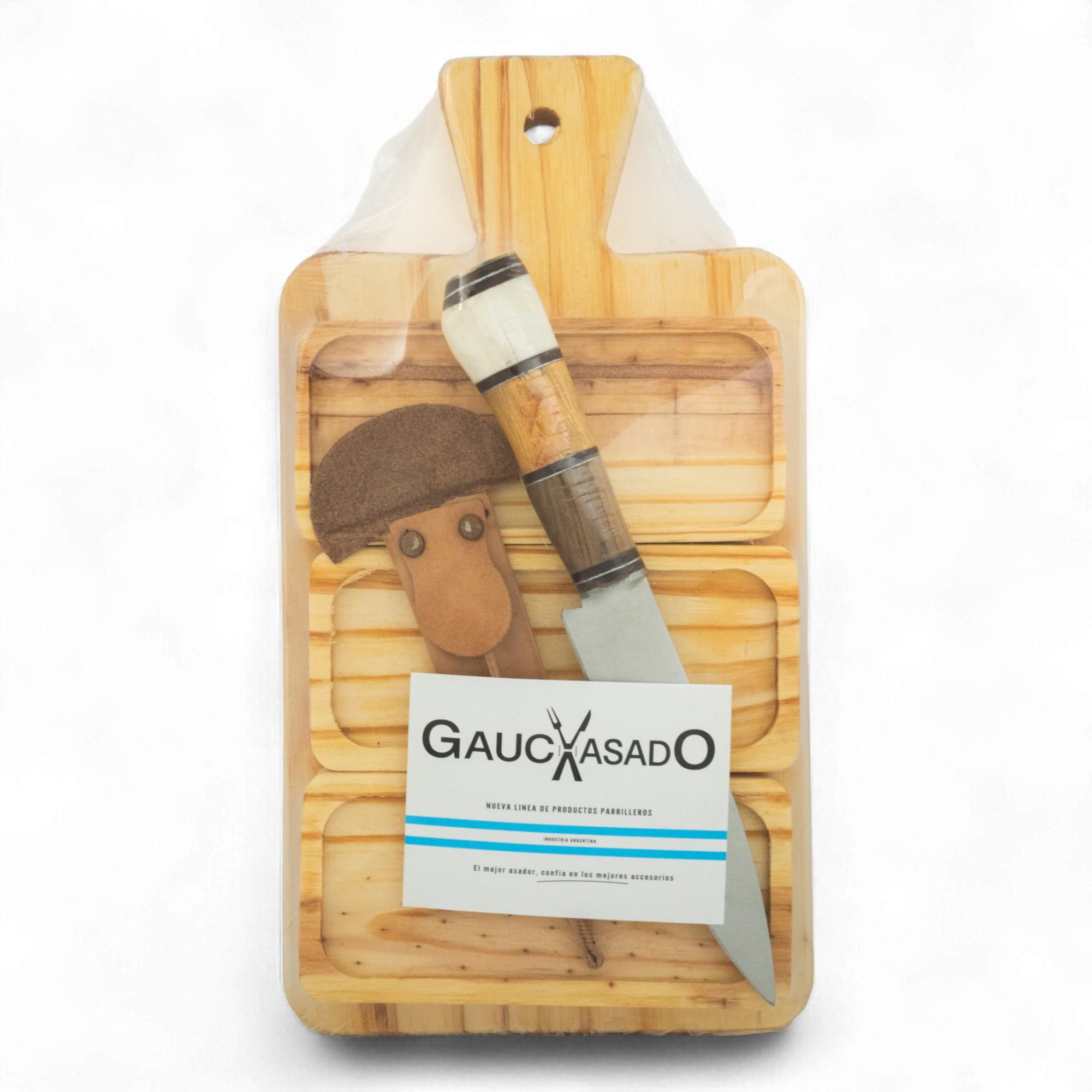 Kit de Tabla 3 cuencos y Cuchillo regional económico Gauchasado - Imagen 2