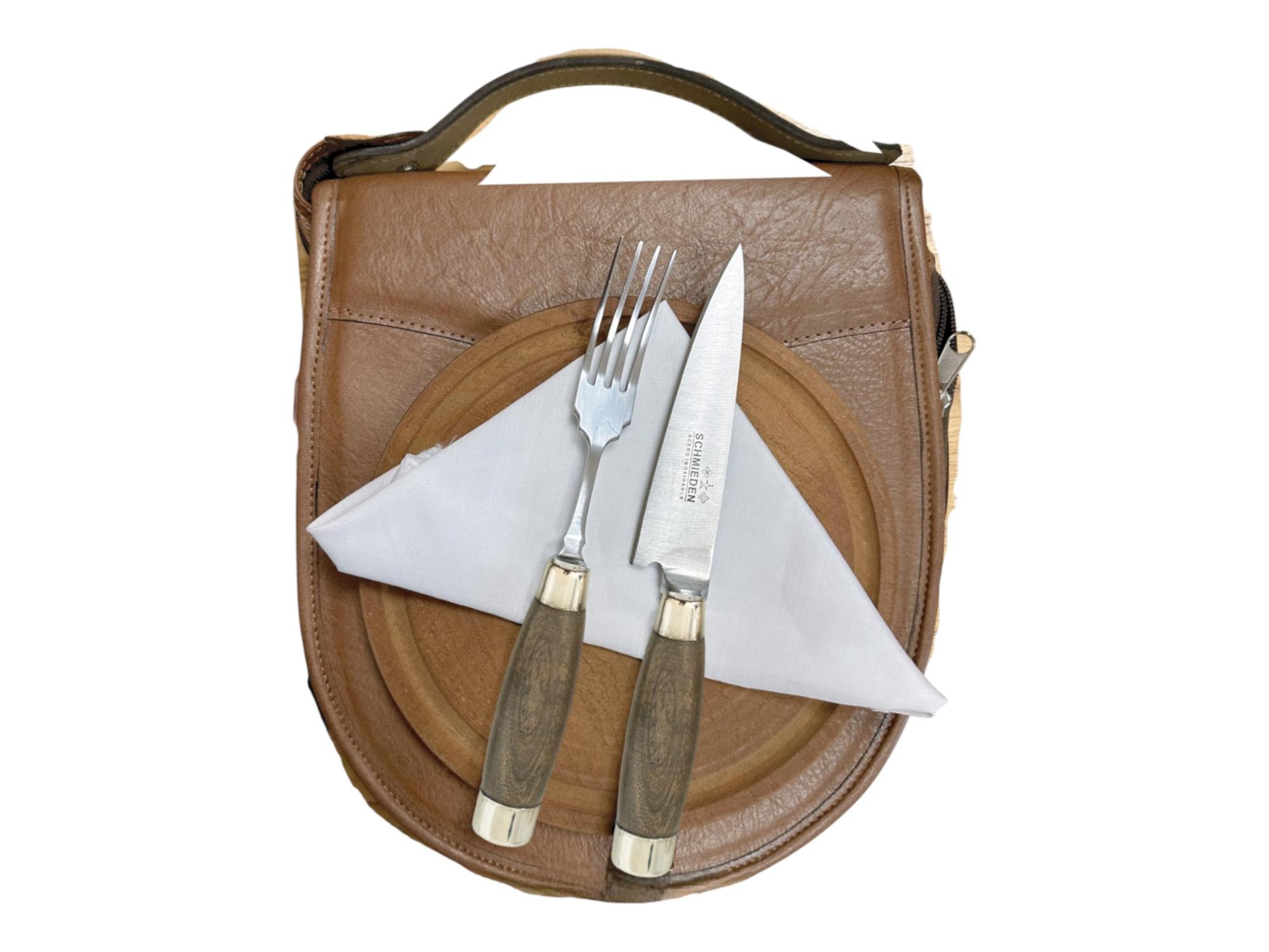 Juego de Pic-Nic Individual SCHMIEDEN con Estuche de Cuero Premium