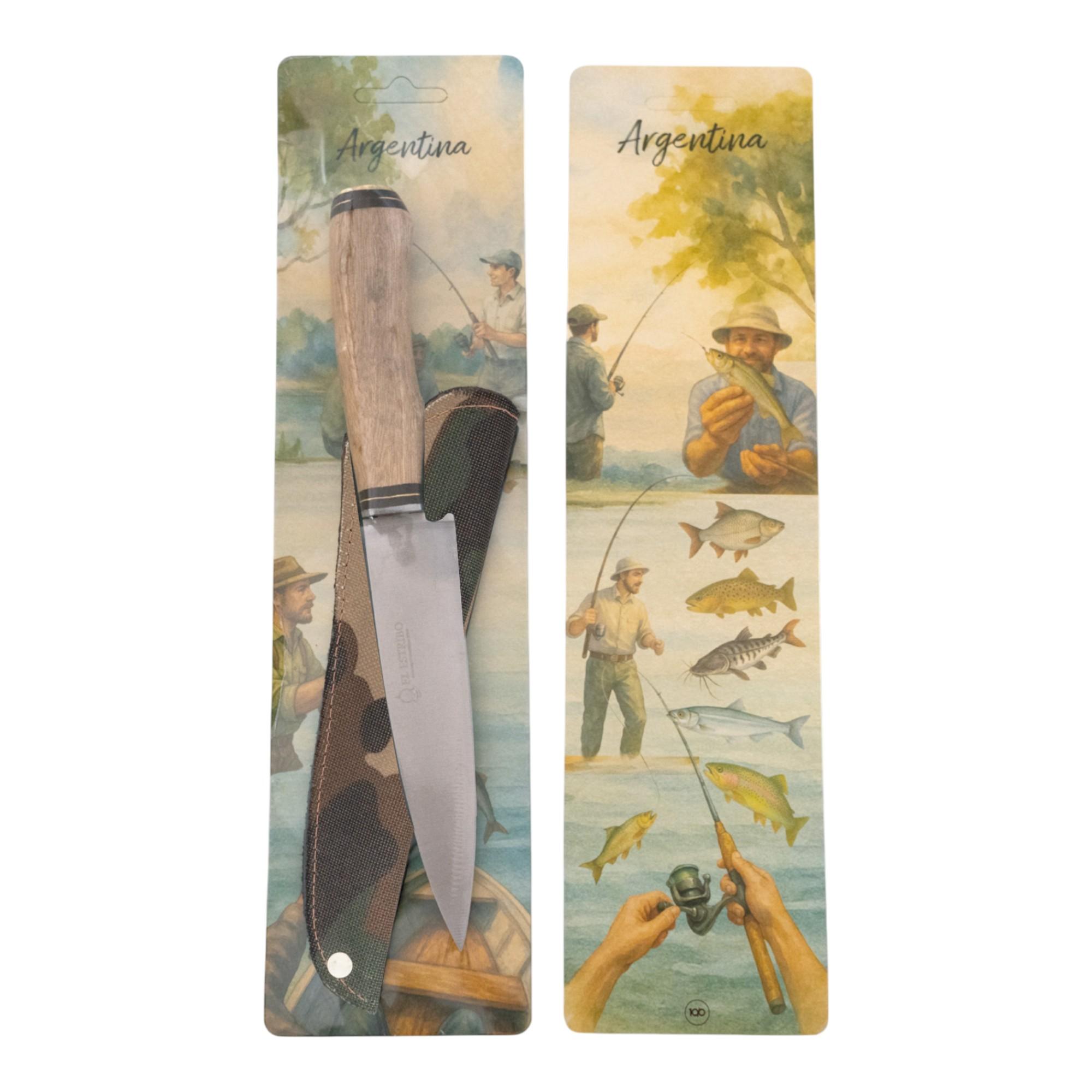 Cuchillo Inoxidable 14cm EL ESTRIBO con vaina estampada y Cabo de madera en Blister - Imagen 2