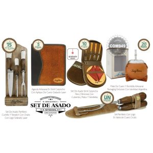 Combo (15 Set Asado + 5 Agendas + 10 Set + 20 Mates) + Un Set De Regalo