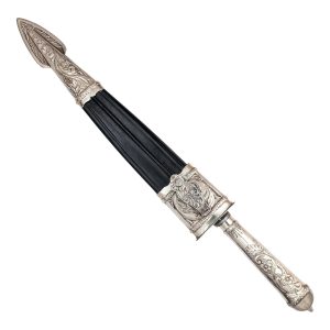 Cuchillo Criollo Alpaca Labrado 30 Cm Acero Inoxidable Vaina De Alpaca y Cuero