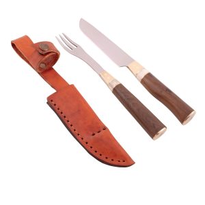 Juego Trinchar Doble Madera Combinado 11Cm Acero Inox Vaina Vaqueta